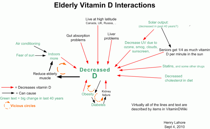 Elderly vitamin D interactions